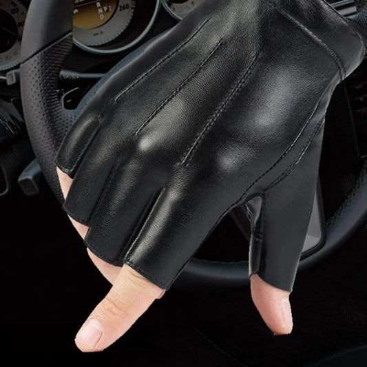 Men Women PU Leather Gloves Lovers Fingerless Mittens Black Half Finger Outdoor Tactical Mens Leather Driving Gloves Endium