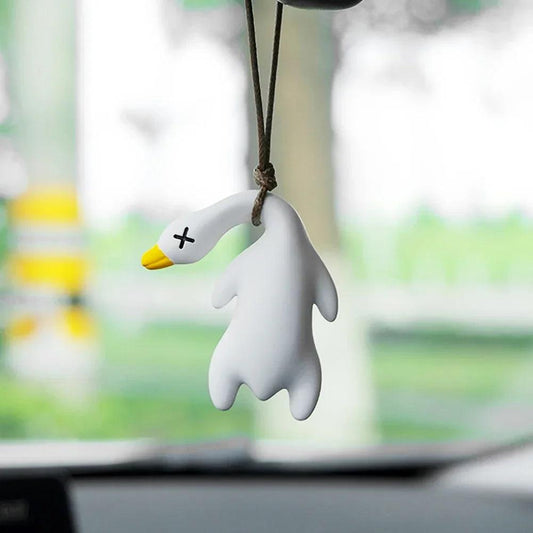 Funny Swing Goose Roasted White Roast Duck Car Pendant Swing Duck Car Hanging Ornament for Car Products Interior Accessories Endium